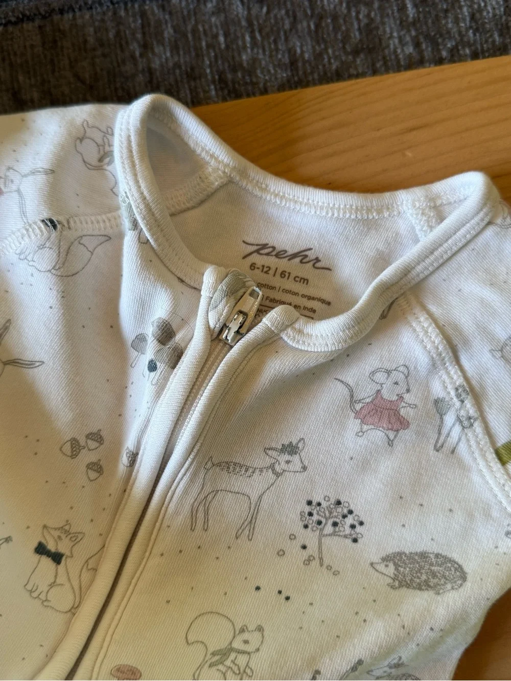 Pehr Bundle of two sizes. Cream Woodland Zip-Front Kids Footed Pajamas.